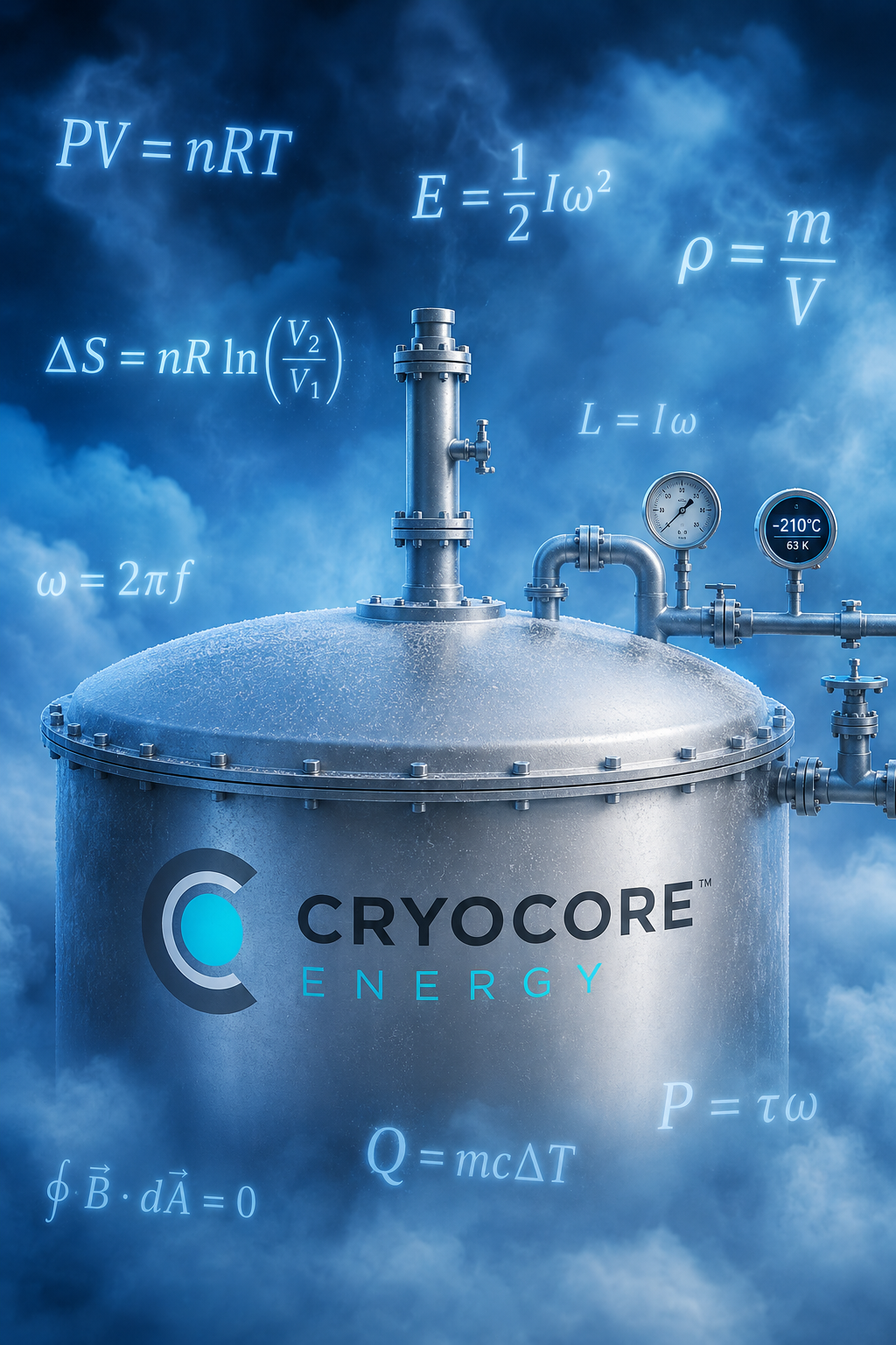 Abstract cryogenic chamber silhouette with blue lighting